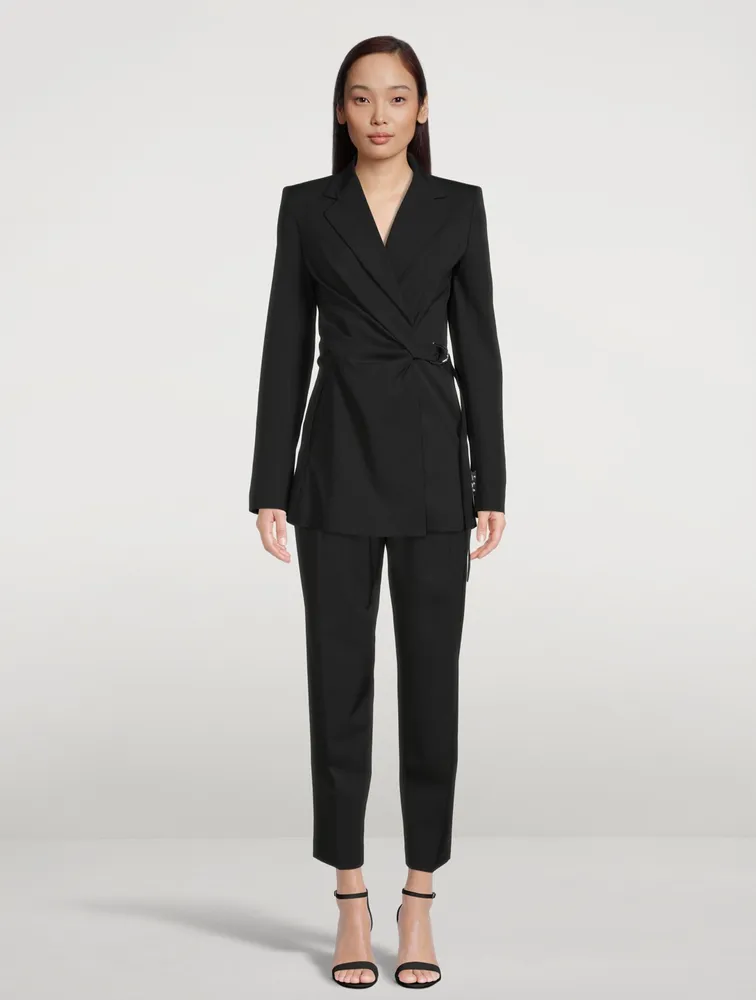 Wool-Blend Wrap Blazer