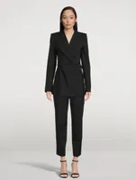 Wool-Blend Wrap Blazer