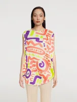 Cheer Oval Top Sun Motif Print