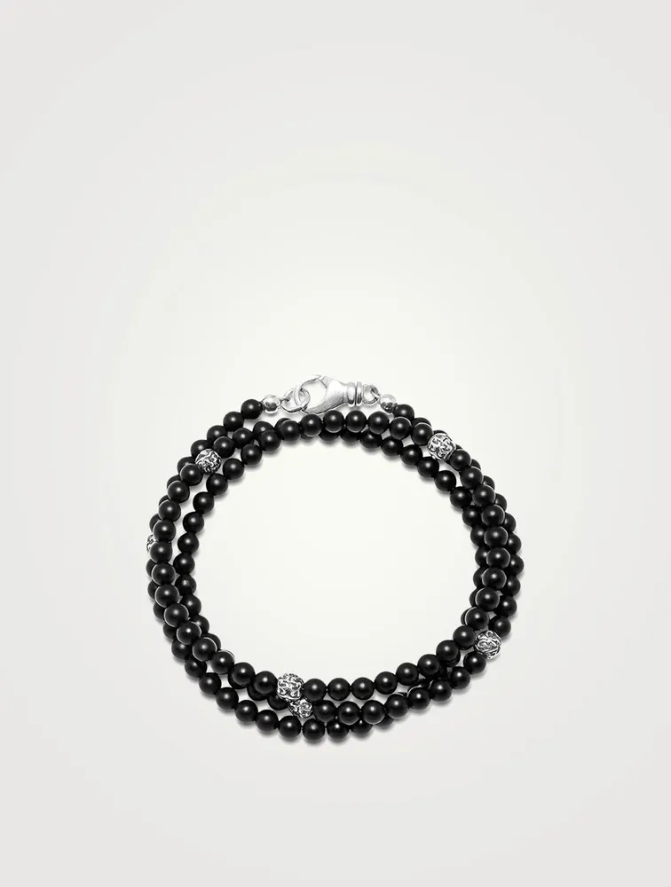 Beaded Wrap Around Bracelet With Matte Onyx