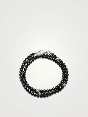 Beaded Wrap Around Bracelet With Matte Onyx