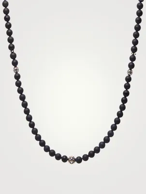Matte Onyx And Silver Beaded Necklace