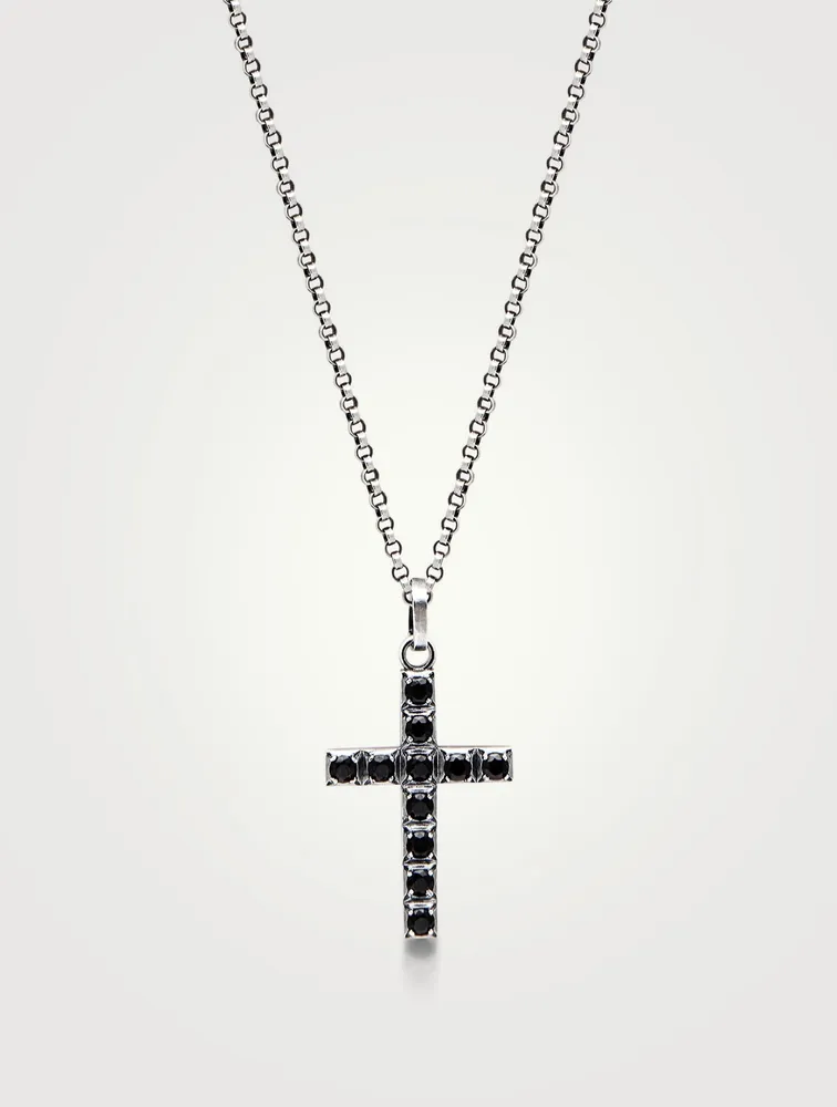 Stainless Steel And Silver Cross Pendant Necklace