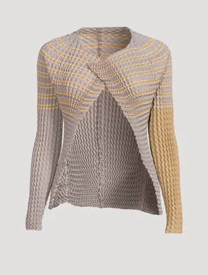 Spongy Cardigan In Striped Print