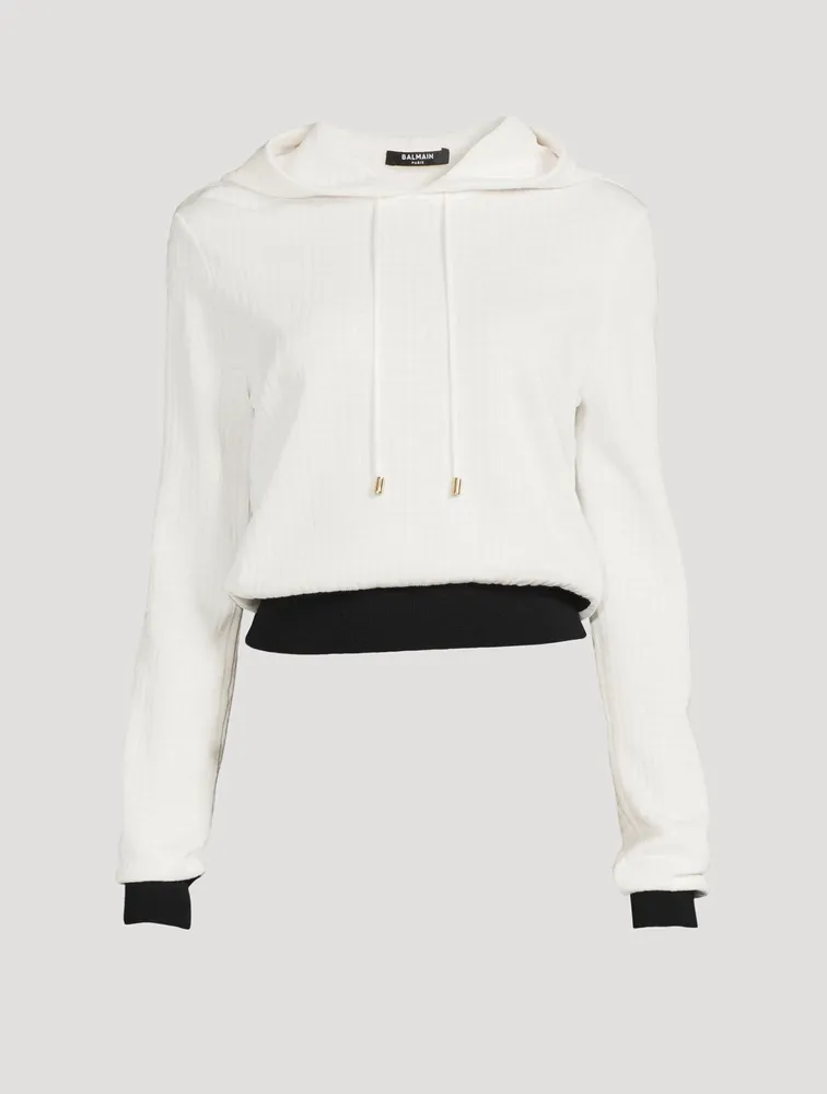 Wool-Blend Cropped Hoodie