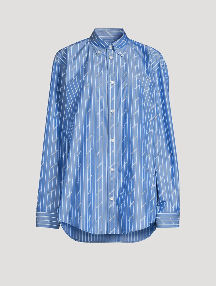Logo Poplin Shirt Pinstripe Print