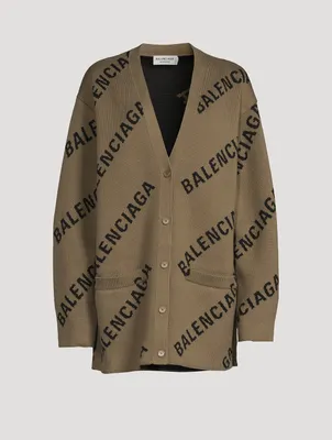 Cotton And Wool Cardigan Logo Print