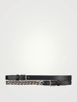 Double Leather Belt With Chain