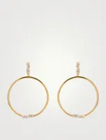 Fireworks 18K Gold Drop Hoop Earrings With Diamonds
