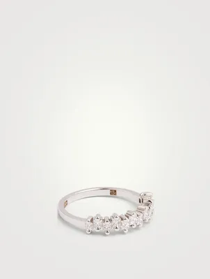 Fireworks 18K White Gold Half-Band Ring With Diamonds