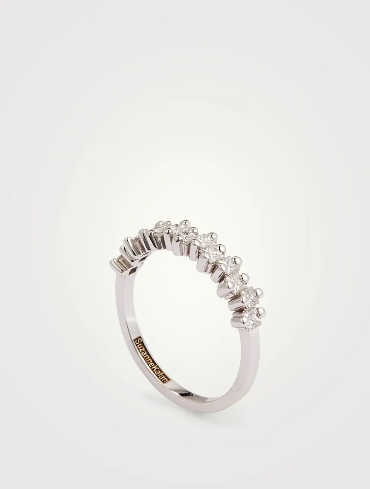 Fireworks 18K White Gold Half-Band Ring With Diamonds