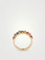 Fireworks 18K Gold Half-Band With Rainbow Sapphires