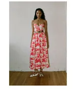Tulay Hemp A-Line Midi Skirt Helios Print