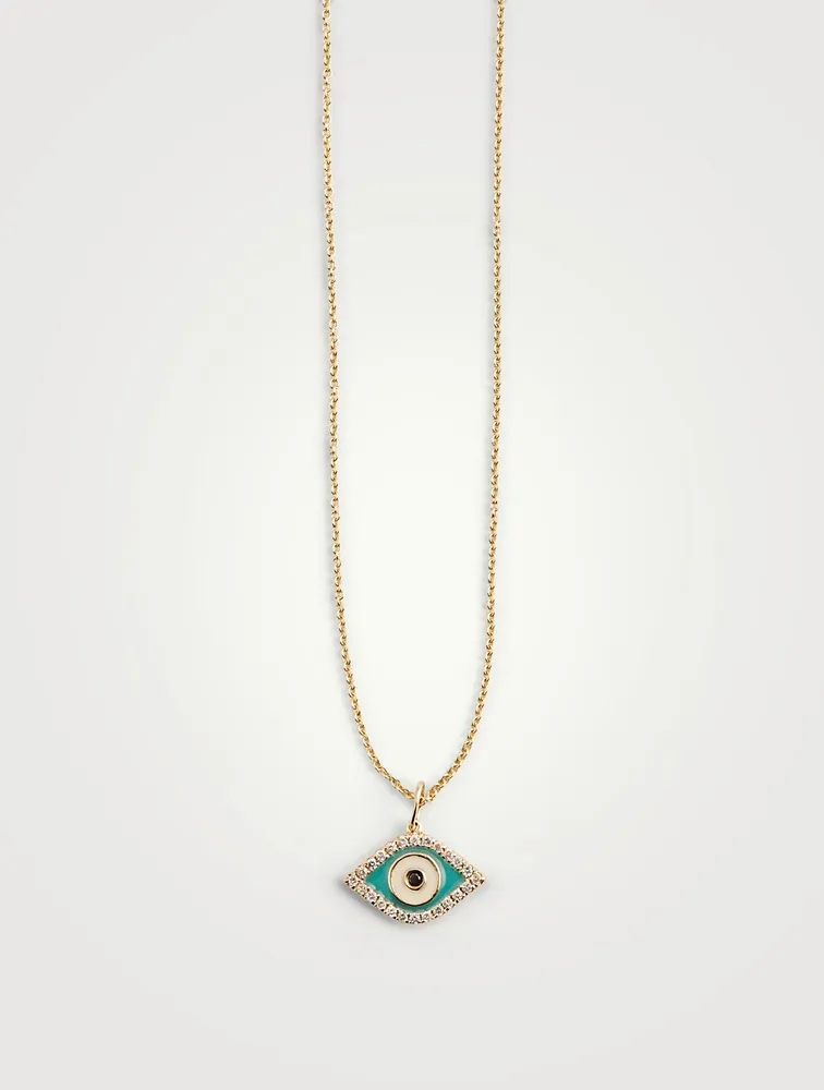 14K Gold Evil Eye Necklace With Diamonds
