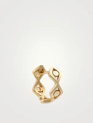 14K Gold Evil Eye Link Huggie Hoop Earring