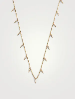 14K Gold Fringe Necklace With Diamonds