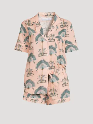 Short Cotton Pyjama Set Ravenala Print