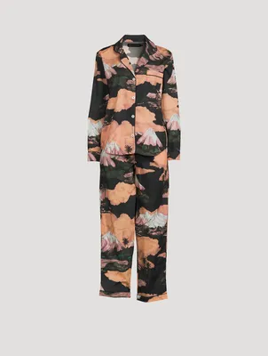 Long Cotton Pajama Set South Island Print