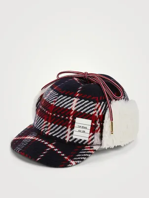 Tartan Wool And Shearling Hunting Cap