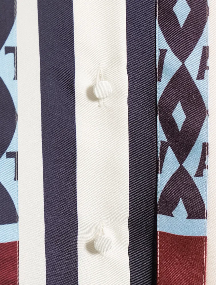 Printed Silk Shirt With Scarf