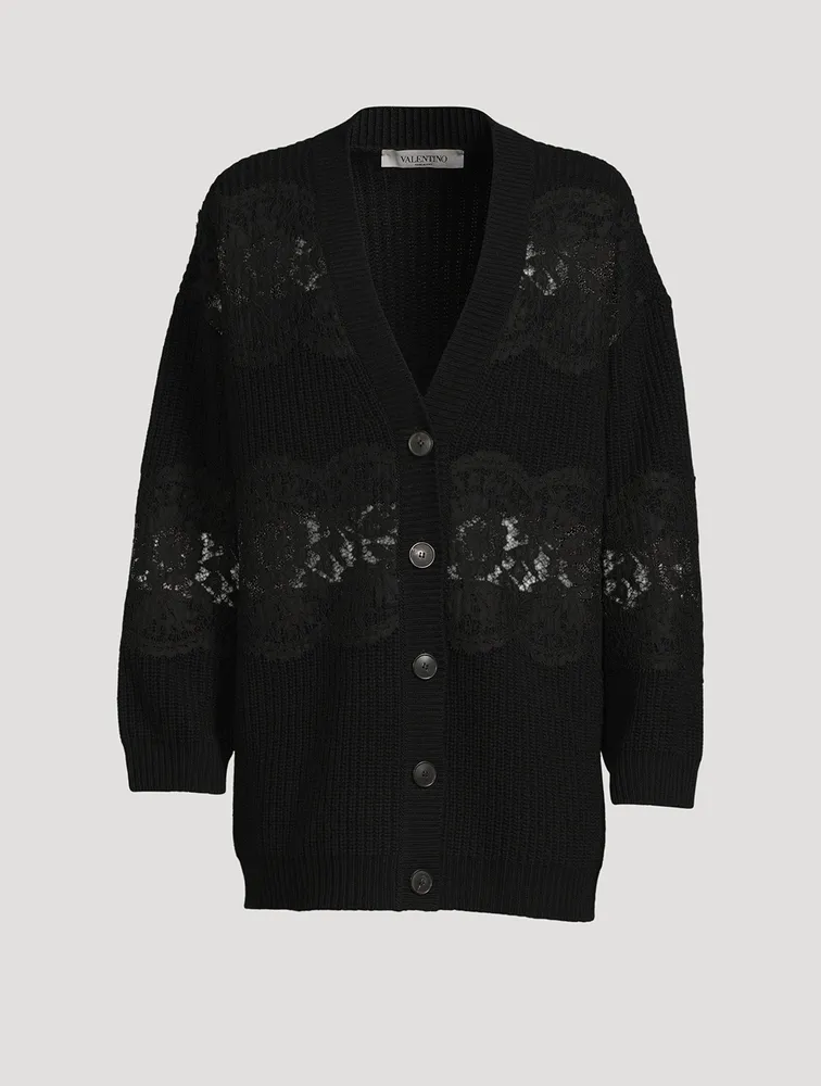 Oversized Wool And Lace Cardigan
