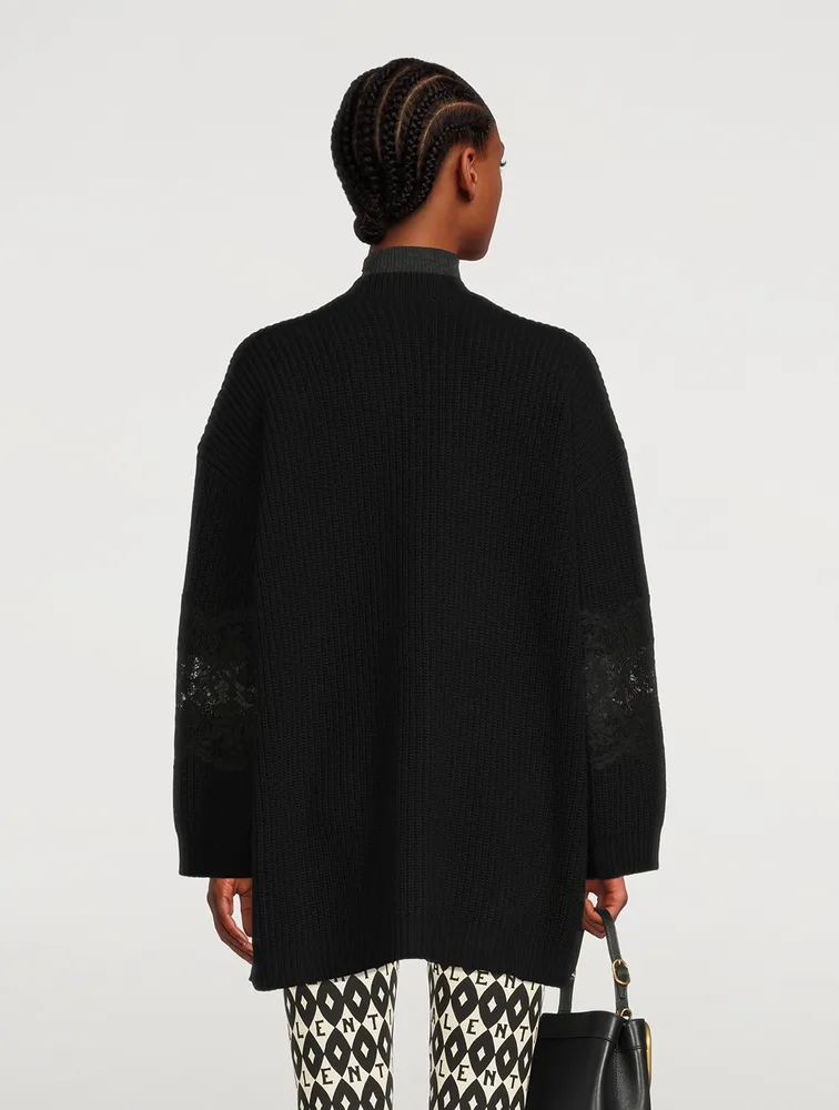 Oversized Wool And Lace Cardigan