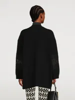 Oversized Wool And Lace Cardigan