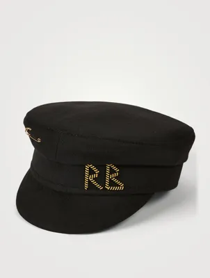 Wool Baker Boy Cap With Logo Embroidery