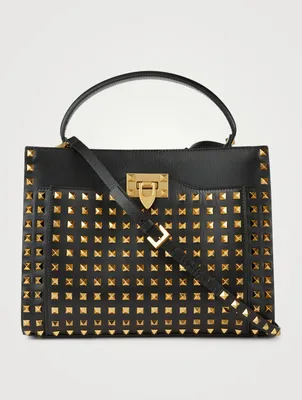 Medium Alcove Rockstud Leather Top Handle Bag