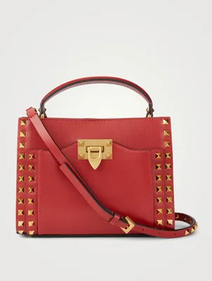 Small Rockstud Alcove Leather Top Handle Bag