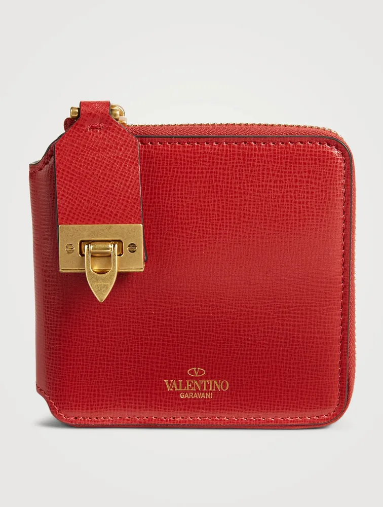 Small Rockstud Leather Bifold Wallet