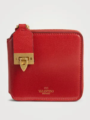 Small Rockstud Leather Bifold Wallet