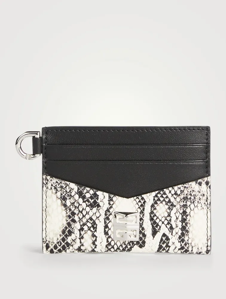 4G Leather Card Holder In Snake Print