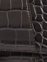 Hourglass Croc-Embossed Leather Top Handle Bag
