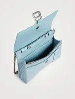 Hourglass Croc-Embossed Leather Chain Wallet Bag