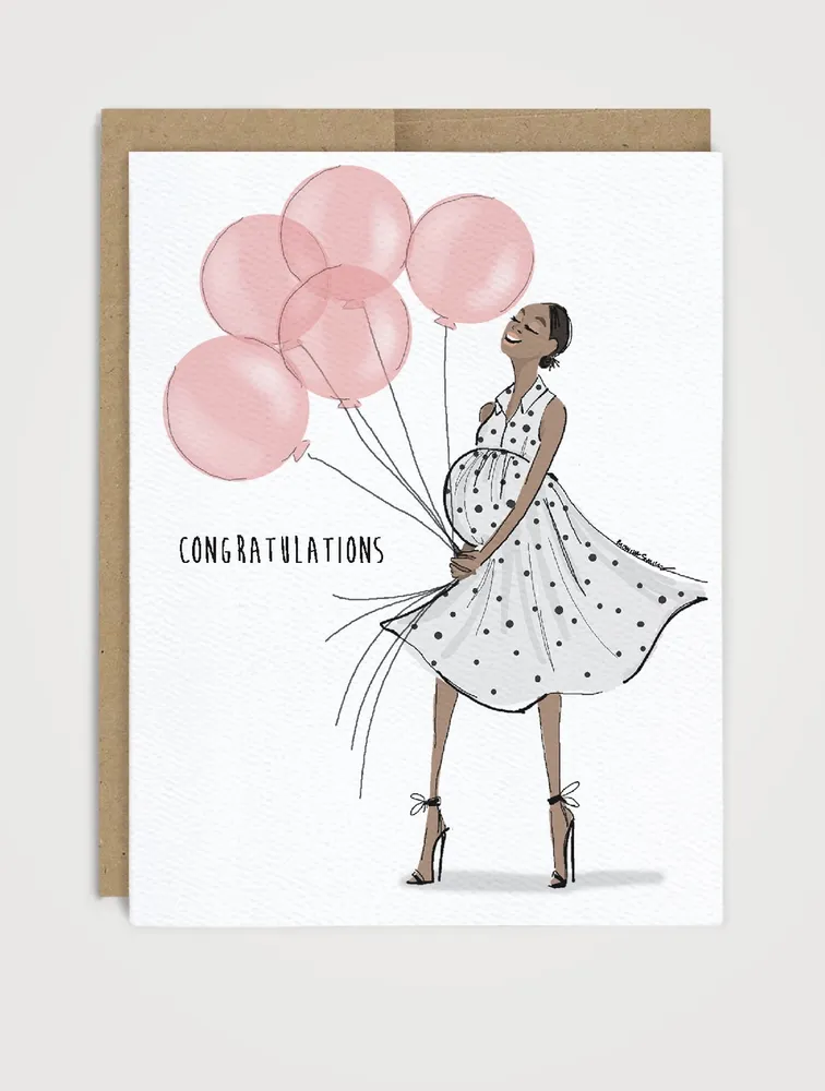 Polka Dot Parent Pink Balloons Baby Card