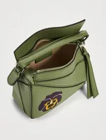 Mini Puzzle Leather Bag With Pansy Print