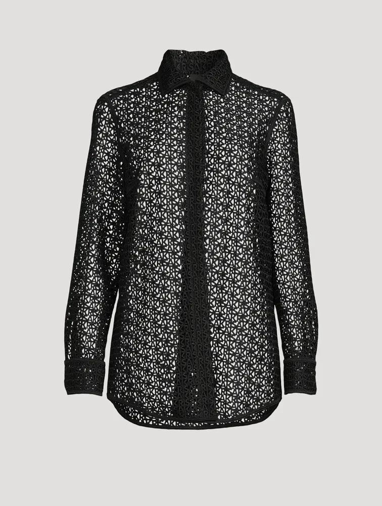 Cutout Logo Embroidered Shirt