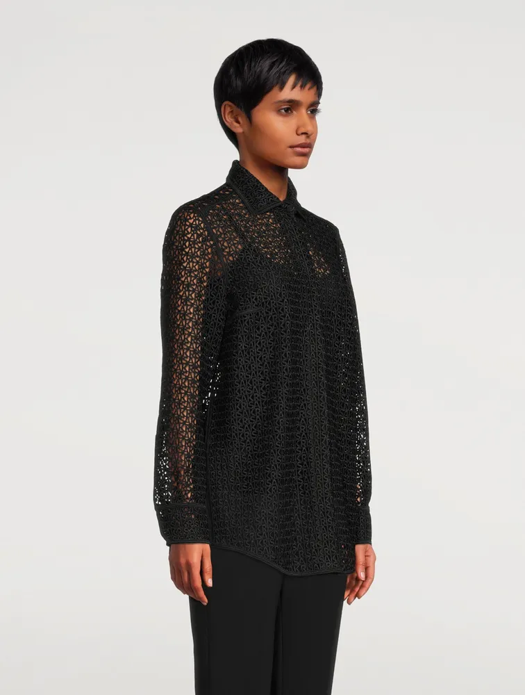 Cutout Logo Embroidered Shirt