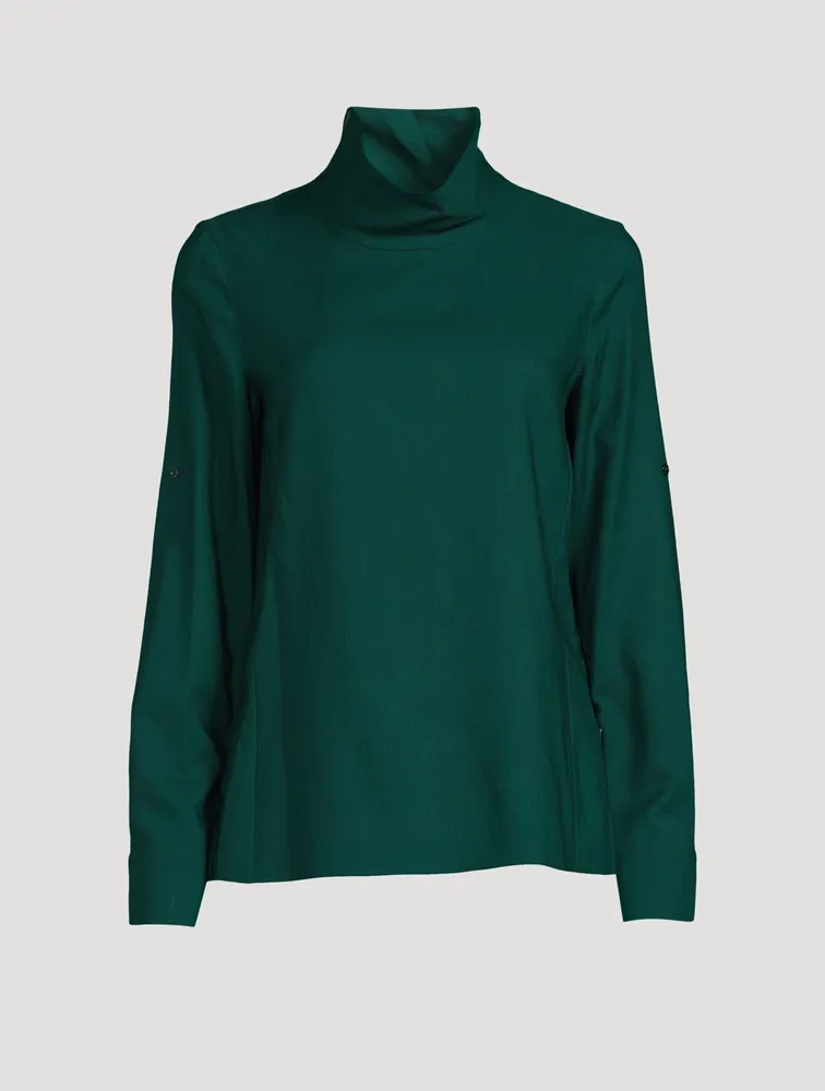 Wool Cowlneck Tunic Blouse
