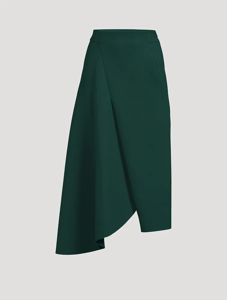 Asymmetric Neoprene Midi Skirt
