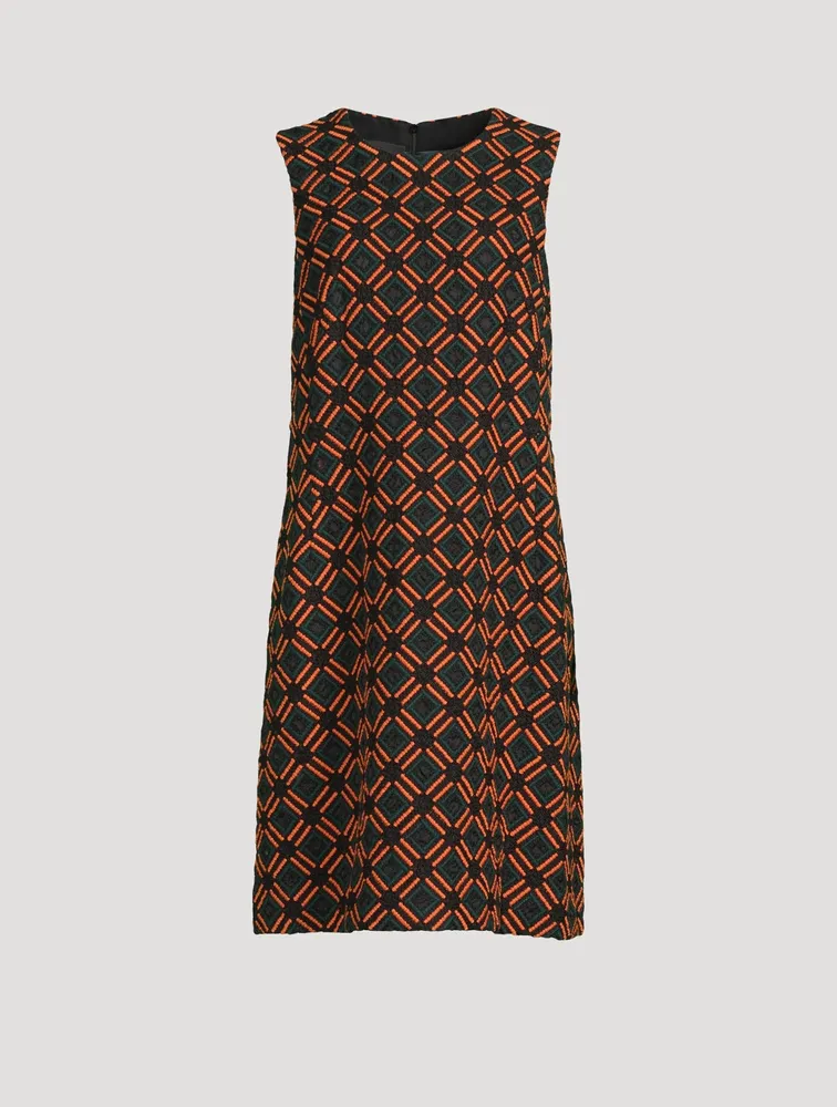 Embroidered Tile Sheath Dress