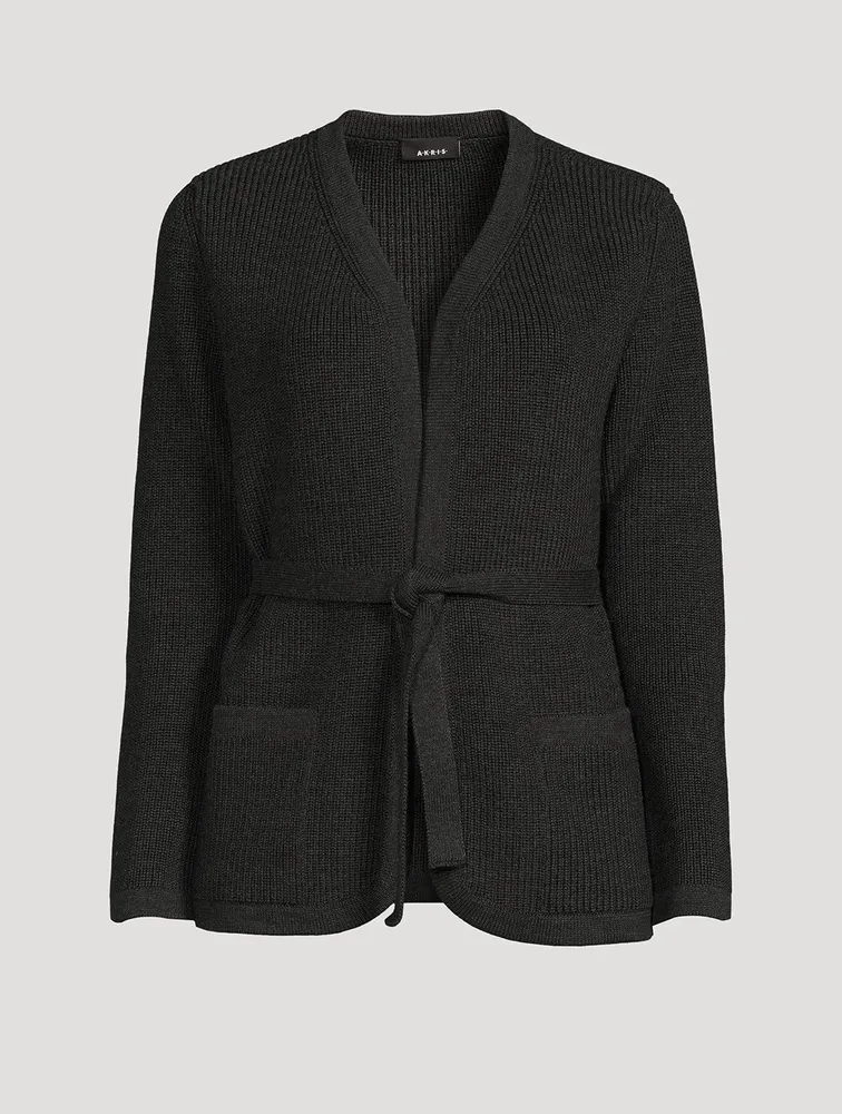 Belted Stretch Wool Cardigan