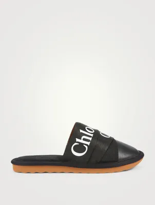 Woody Leather And Canvas Slippers