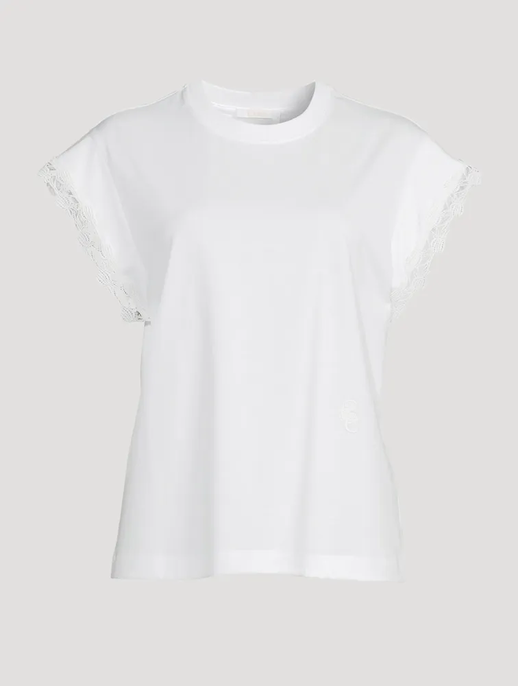 Cotton Jersey Guipure T-Shirt