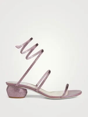 Cleo Crystal Satin Heeled Sandals
