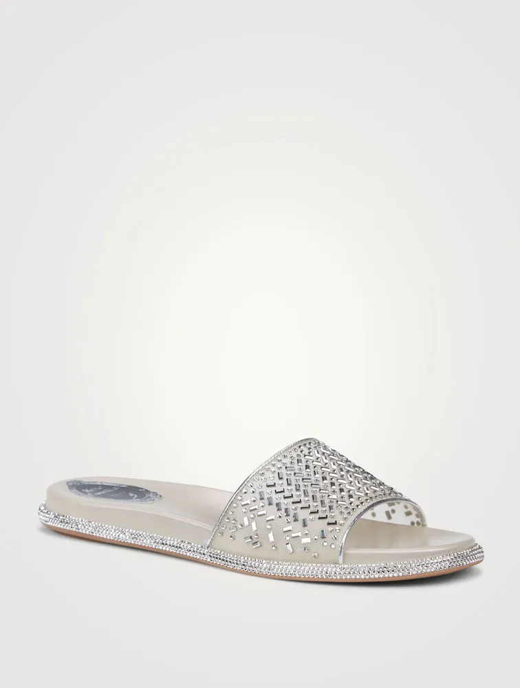 Crystal Mesh Pool Slide Sandals