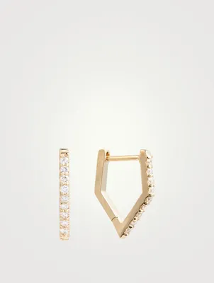 Cléo 14K Gold Geometric Huggie Hoop Earrings With Diamonds