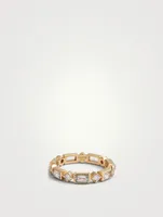 Cléo 14K Gold Geometric Baguette Ring With White Topaz And Diamonds