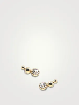 Dew Drop 14K Gold Marine Ear Crawlers With White Topaz